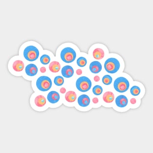 Circles in Blue, Red, and Orange - Watercolor Cutouts Sticker